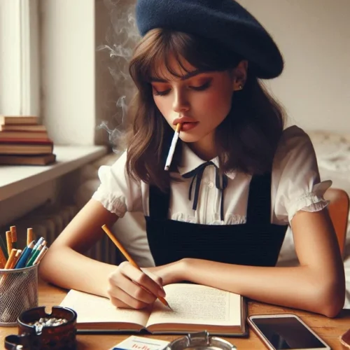 As I continued to study, the ash on the cigarette grew longer, a testament to the passage of time.