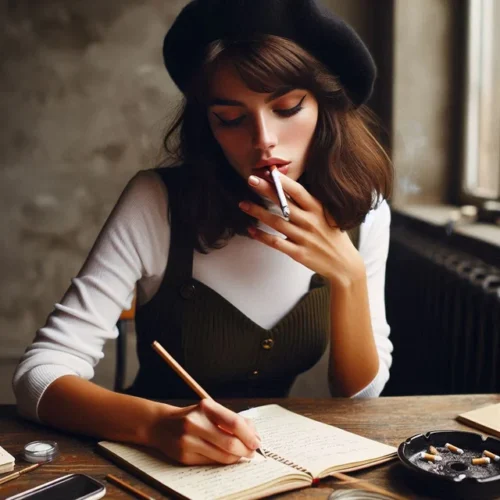 With a cigarette held delicately between my fingers, I took a drag, allowing the smoke to fill my lungs.